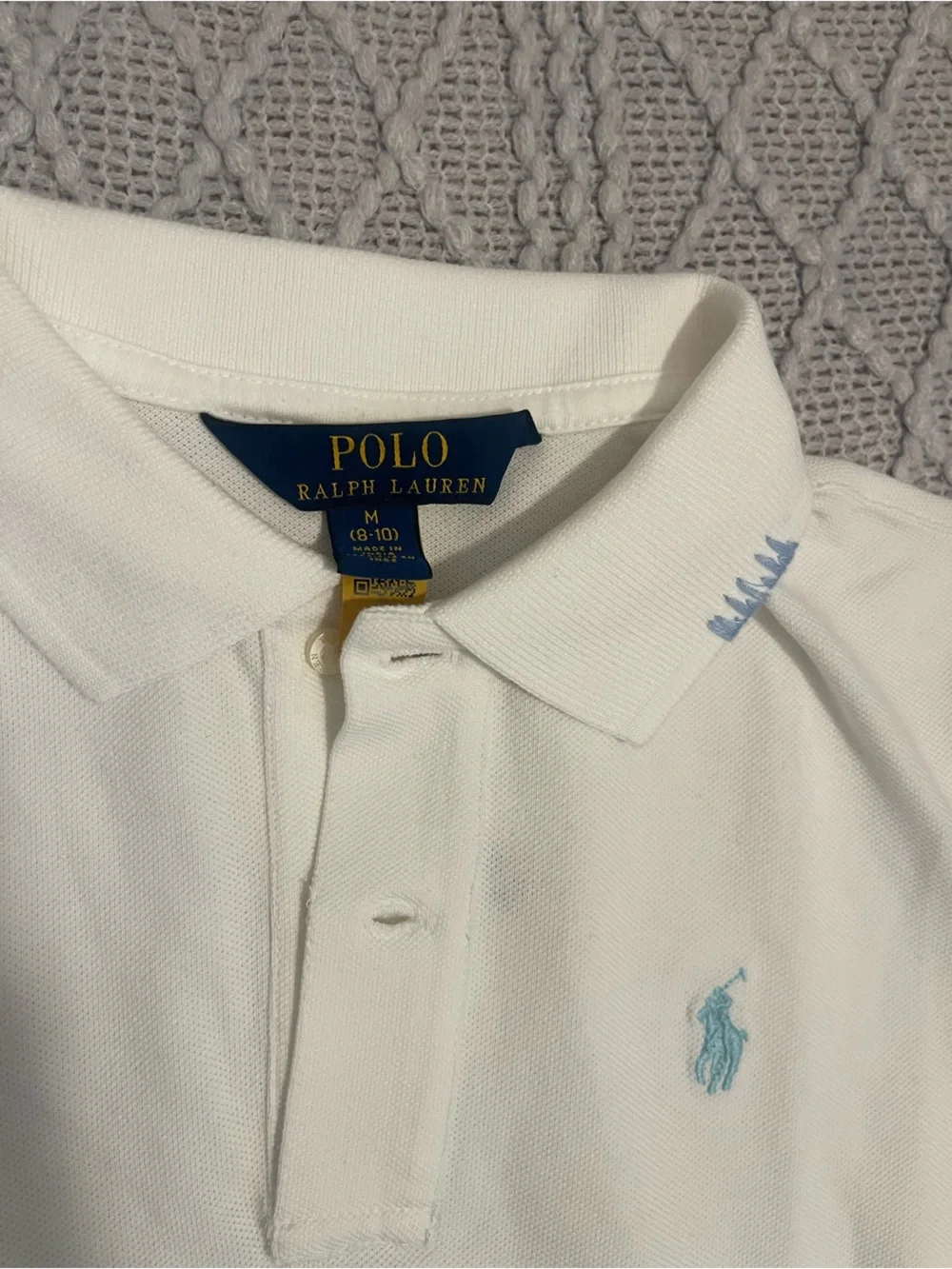 Ralph Lauren White Polo Dress with Floral Embroidery
